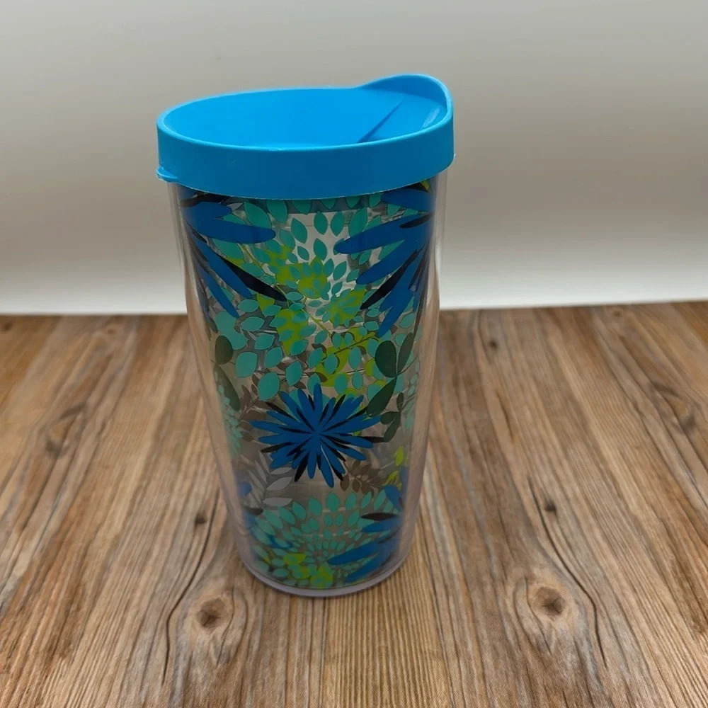 blue & green floral 16oz Tervis tumbler